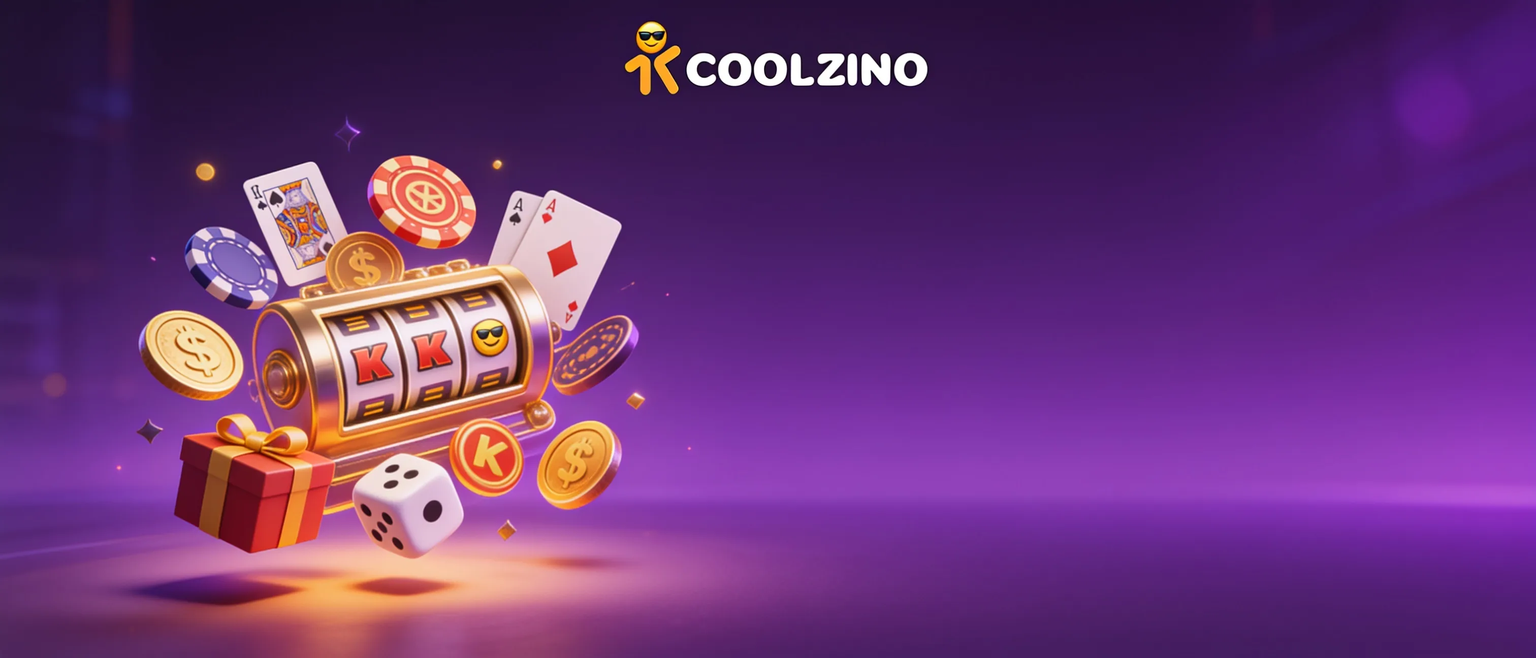 Grafika Coolzino Casino z automatem, kartami i żetonami